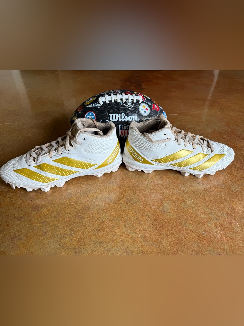 adidas Adizero Kids Cleats in White and Gold